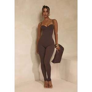 Mars The Label Sculpt Jumpsuit Size US 6 Brown Corset Bustier Bodycon EUC